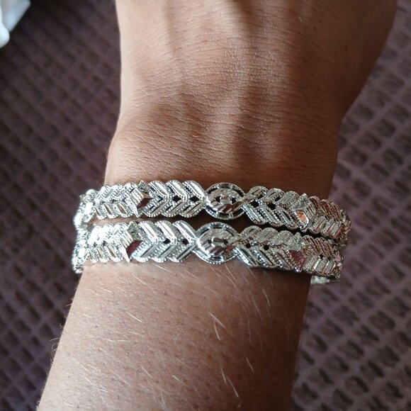 Y2K 2PC Metal Bangles Bracelet - Picture 1 of 2